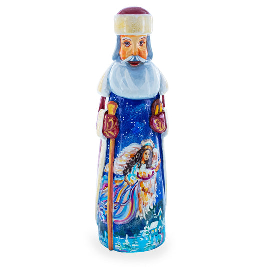 Angels in The Night Hand Carved Wooden Santa 7.25 Inches