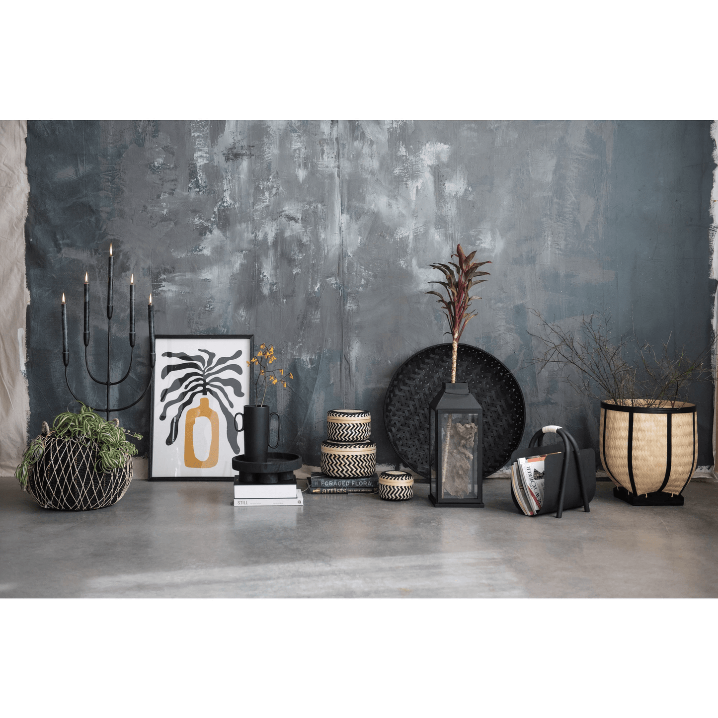 Decorative Paulownia Wood Footed Artisan Tray in Noir Black