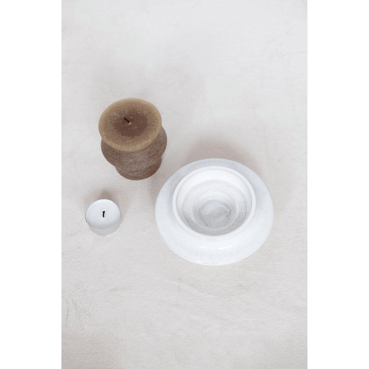 Artisanal Stoneware Matte Tea Light Pillar Candle Holder