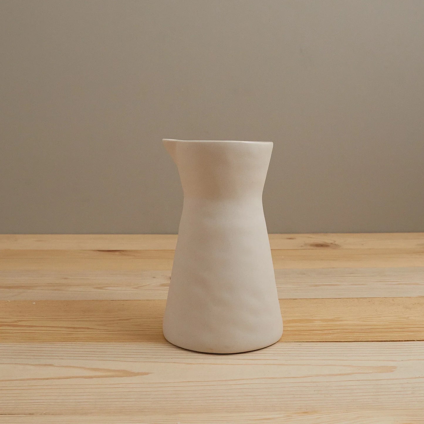The Rugueux Stoneware Carafe Artisan Pitcher in Pearl