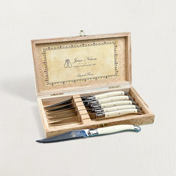 Laguiole Ivory Knives Cutlery Set in Presentation Box, Set of 6 - Exclusive