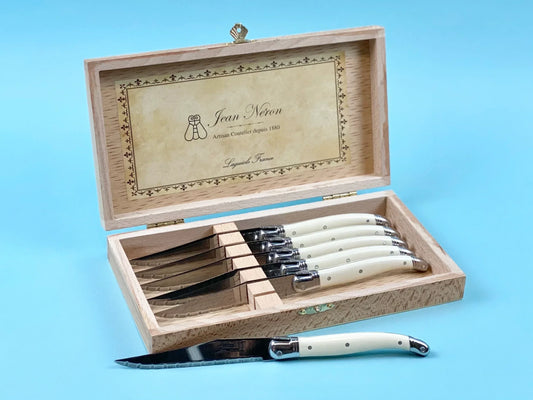Laguiole Ivory Knives Cutlery Set in Presentation Box, Set of 6 - Exclusive