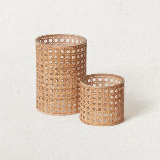 The Oliver Cane Artisan Votive Rattan Candle Holder