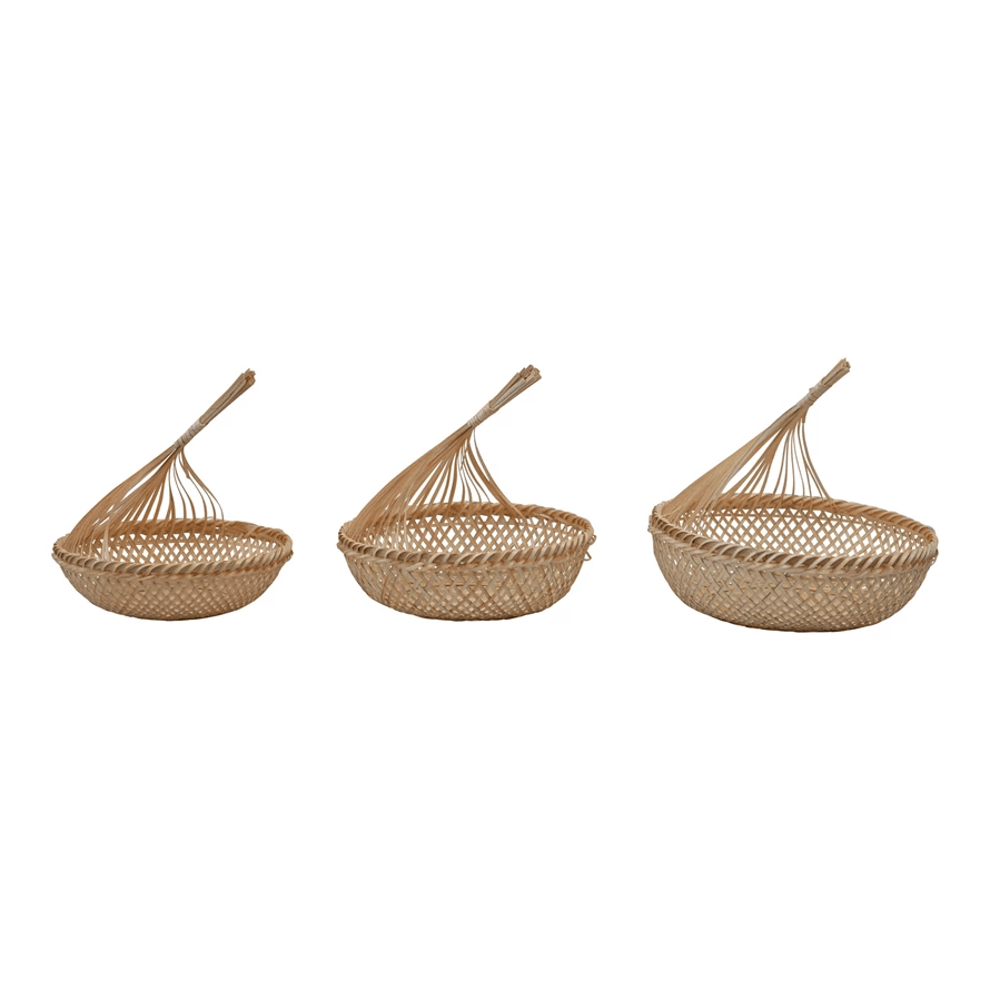 Hand-Woven Seagrass Artisanal Storage Baskets, Set of 3
