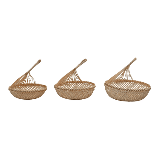 Hand-Woven Seagrass Artisanal Storage Baskets, Set of 3