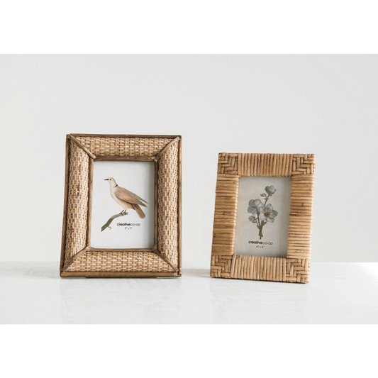 The Nantucket Hand-Woven Rattan 4x6 Artisan Picture Frame