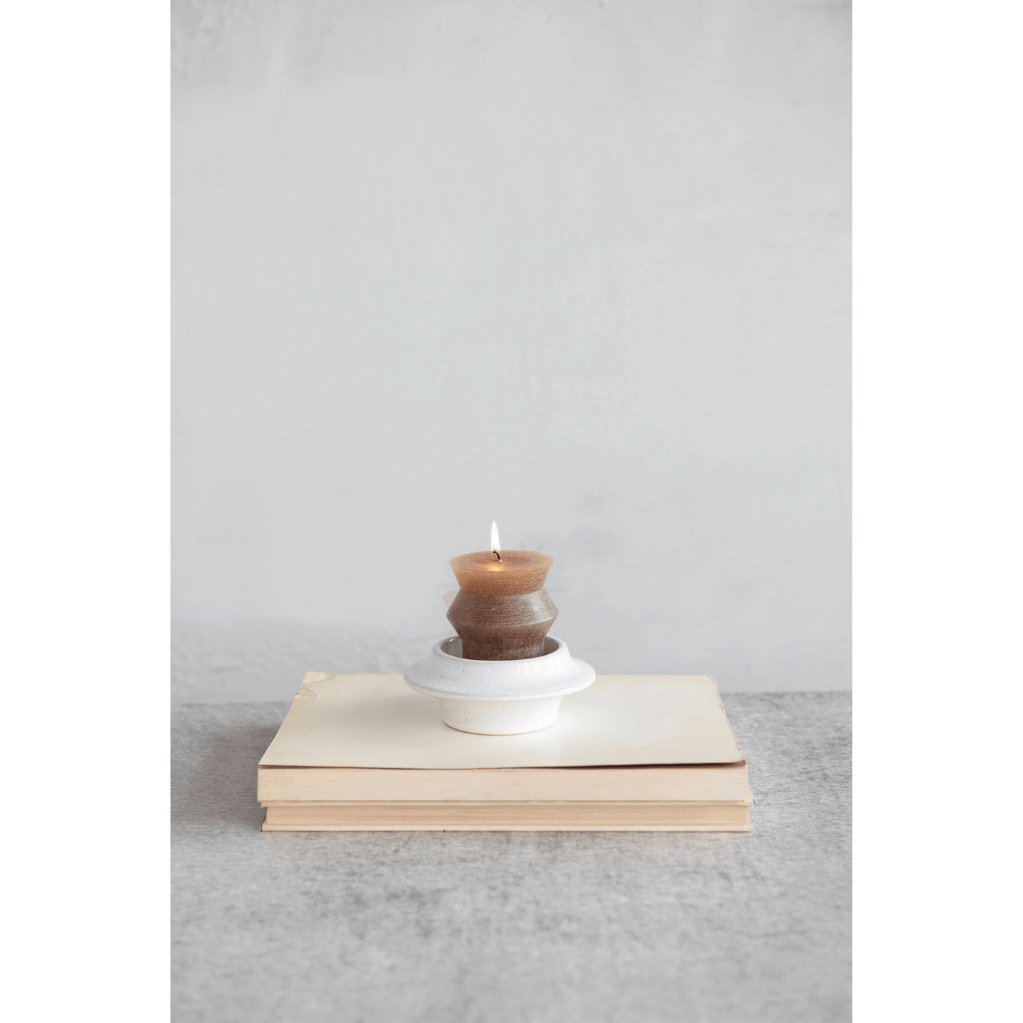 Artisanal Stoneware Matte Tea Light Pillar Candle Holder