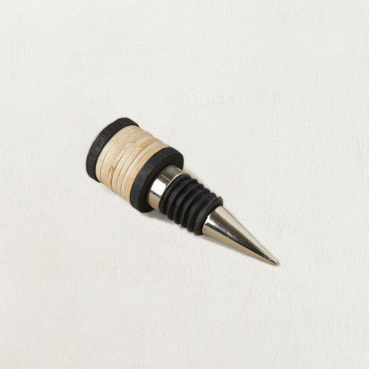 The Bailey Handwoven Rattan Artisan Bottle Stopper