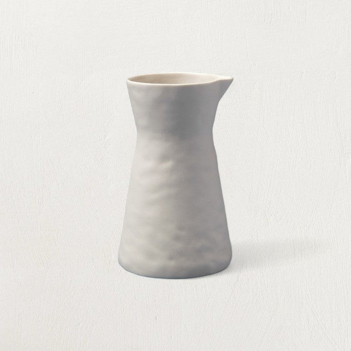 The Rugueux Stoneware Carafe Artisan Pitcher in Pearl
