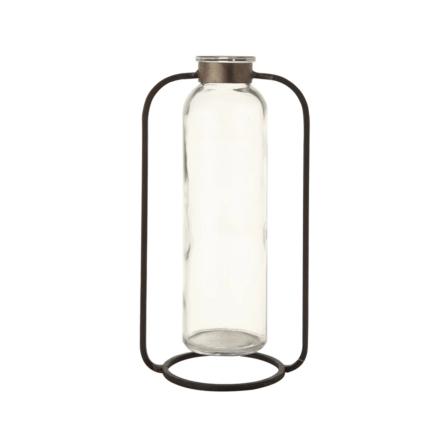The Glass Garden Bud Vase in Metal Stand