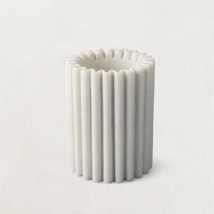 The Columbia Fluted White Marble Bottle Holder