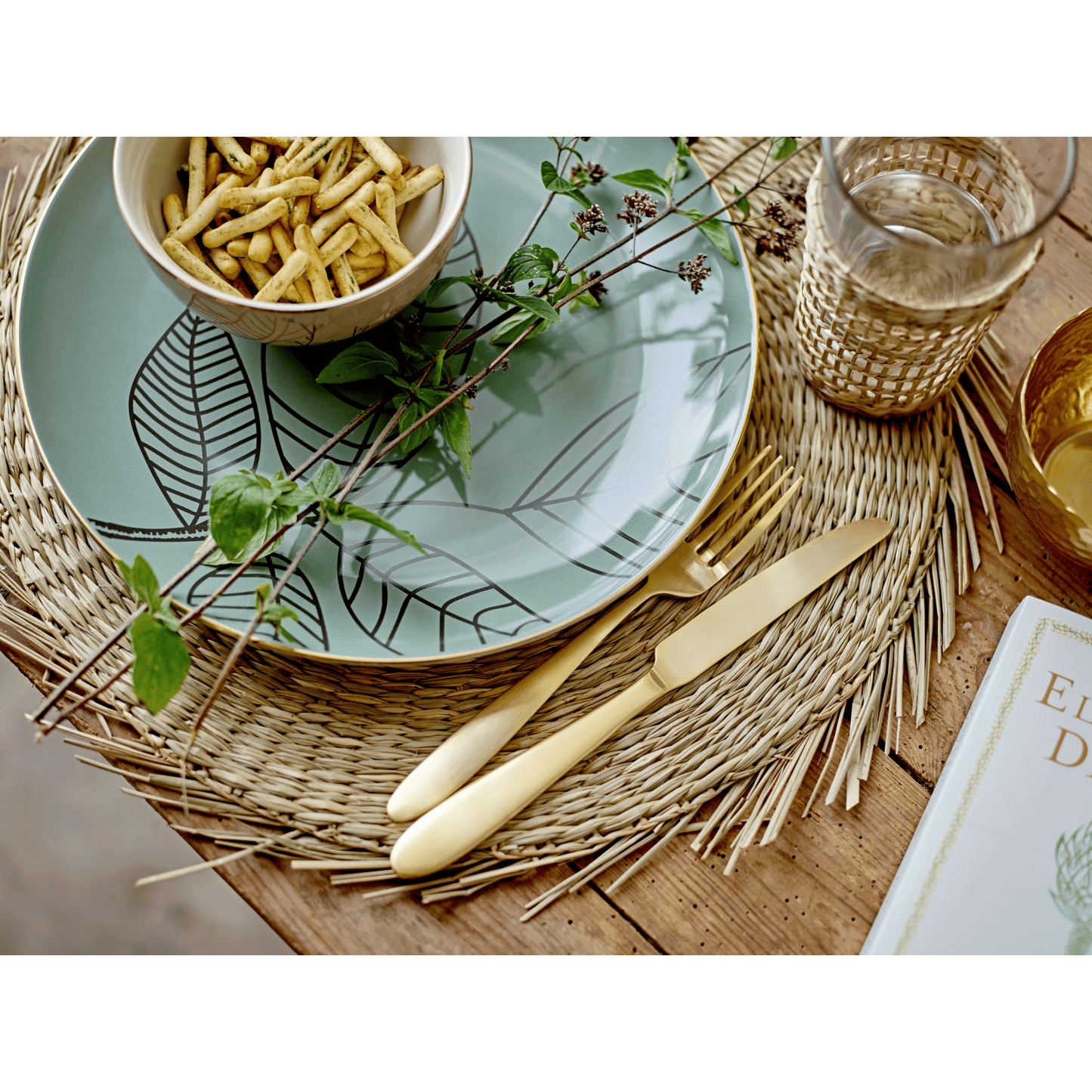 The Newport Drinking Glass with Woven Seagrass Sleeve