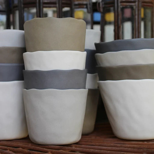 The Rugueux Stoneware Artisan Tumbler, White