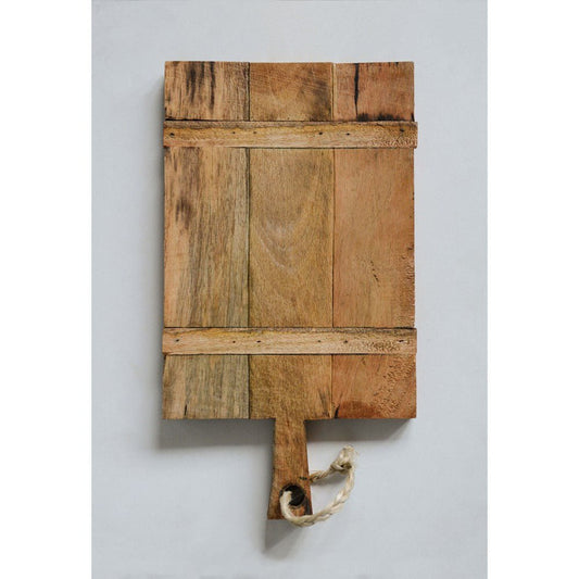 Mango Wood Artisanal Appetizer Tray with Coastal Equestrian Rope Handle