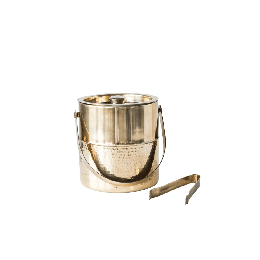 Brass Champagne Ice Bucket Set with Tongs