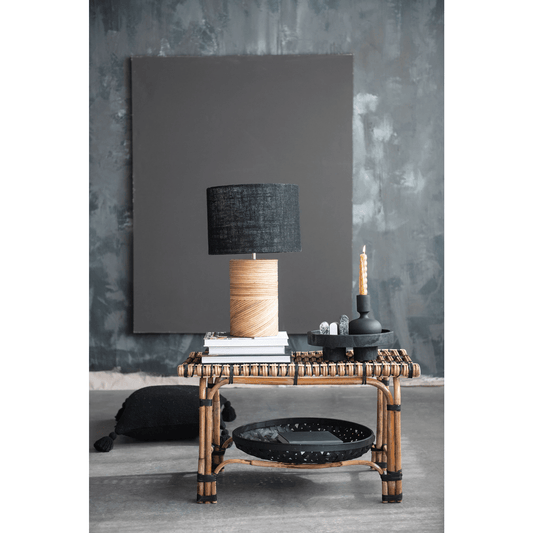 Decorative Paulownia Wood Footed Artisan Tray in Noir Black