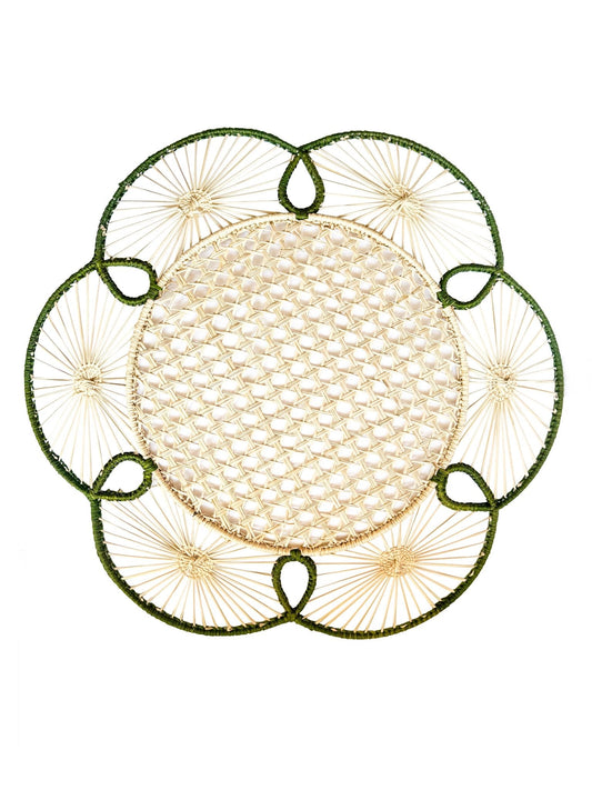 Handwoven Flora Iraca Charger in Green