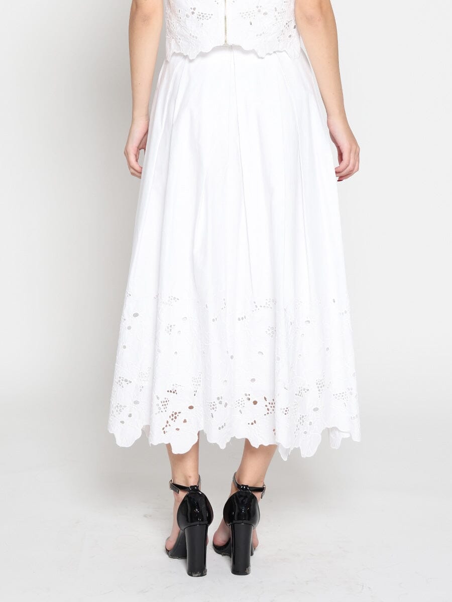 Floral Lace Embroidered Hem A-Line Maxi Skirt