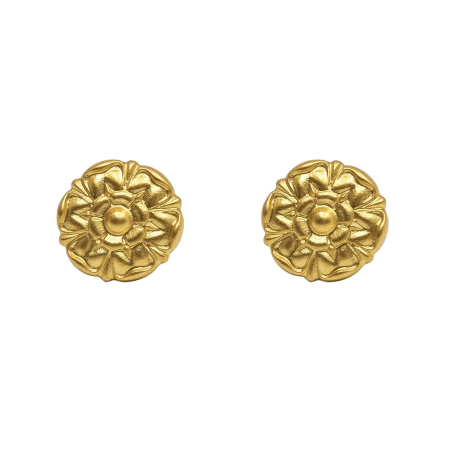 Matte Gold Flower Post Earrings