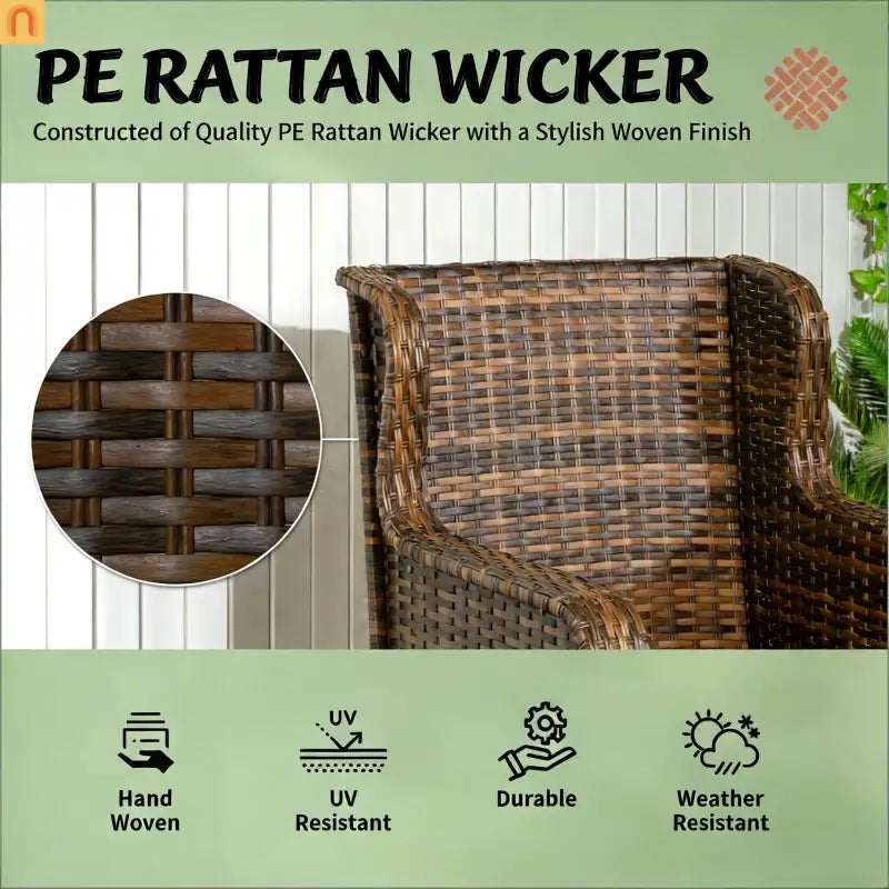 Four-Piece Woven Rattan Outdoor Patio Conversation Furniture Set for Garden and