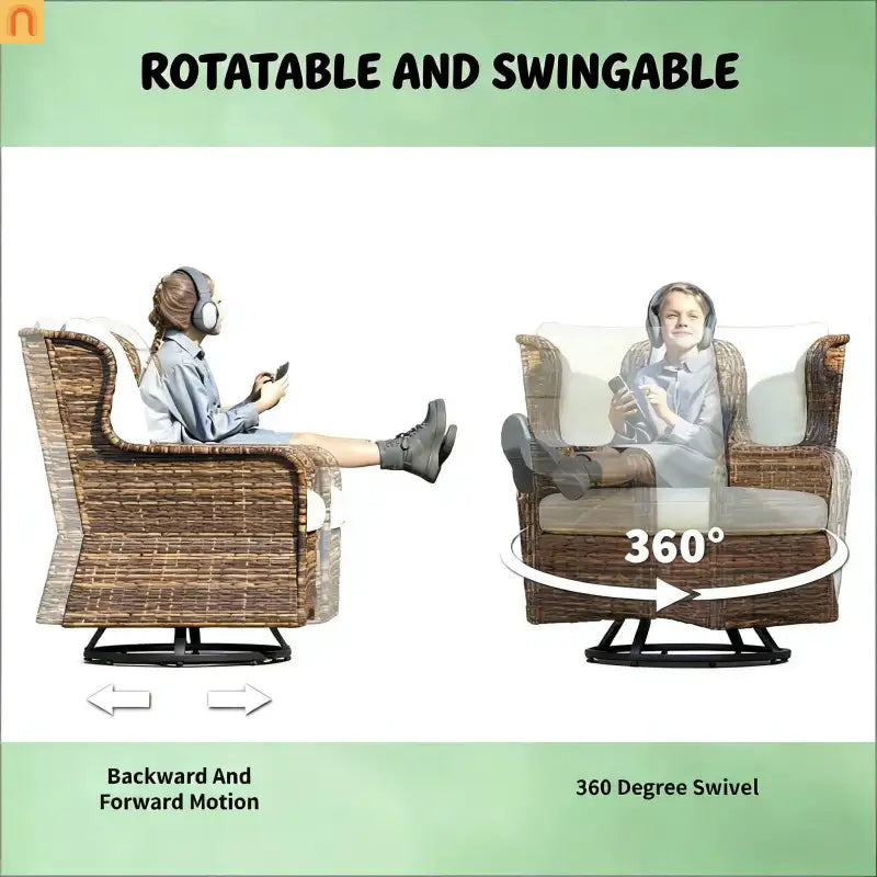 Four-Piece Woven Rattan Outdoor Patio Conversation Furniture Set for Garden and