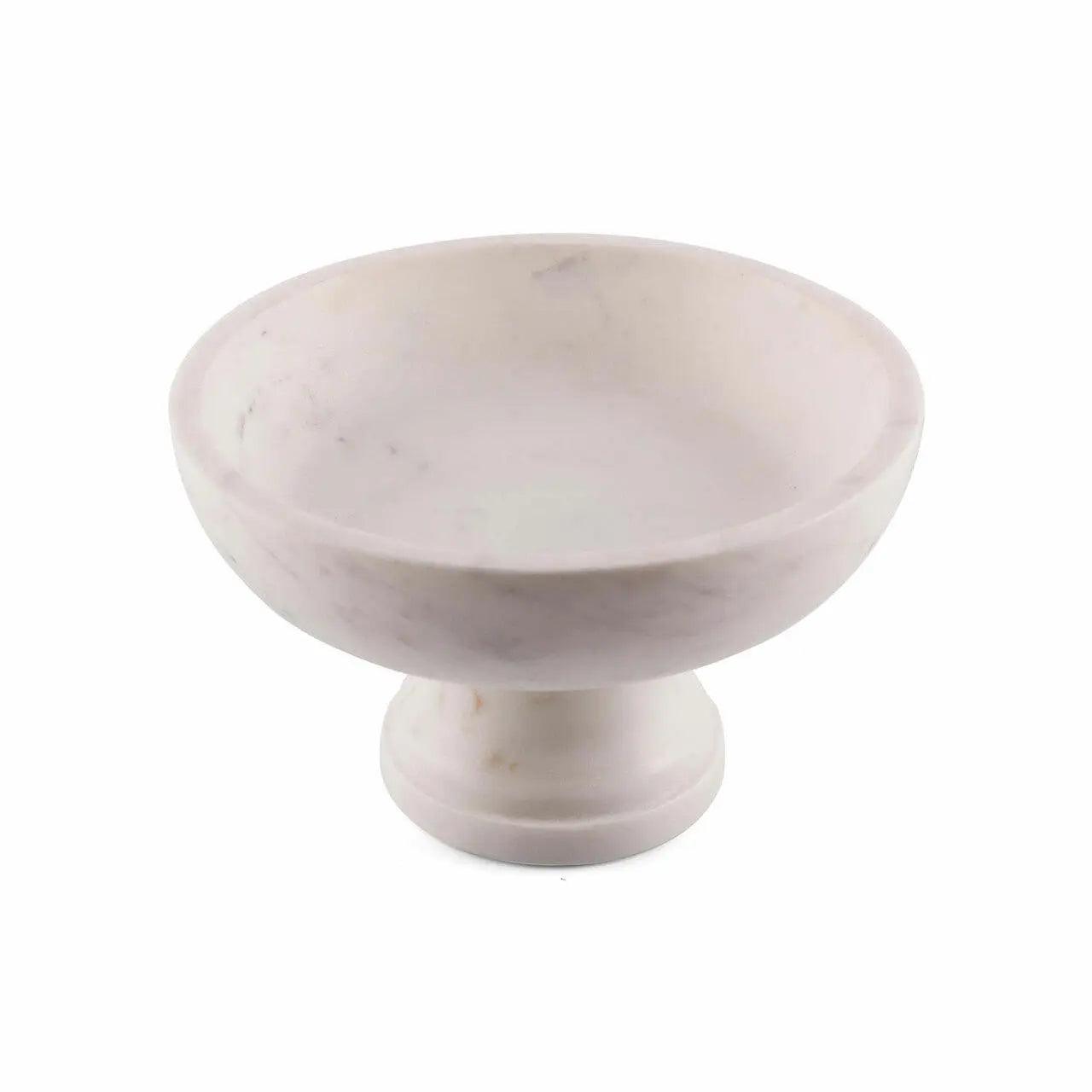 Gala Natural Marble Pedestal Bowl — White Marble