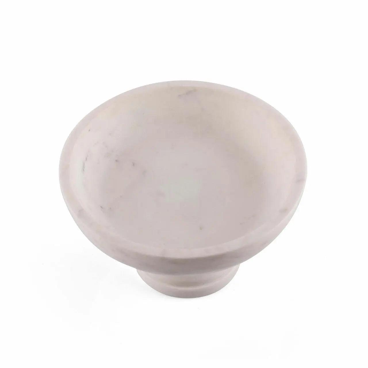 Gala Natural Marble Pedestal Bowl — White Marble