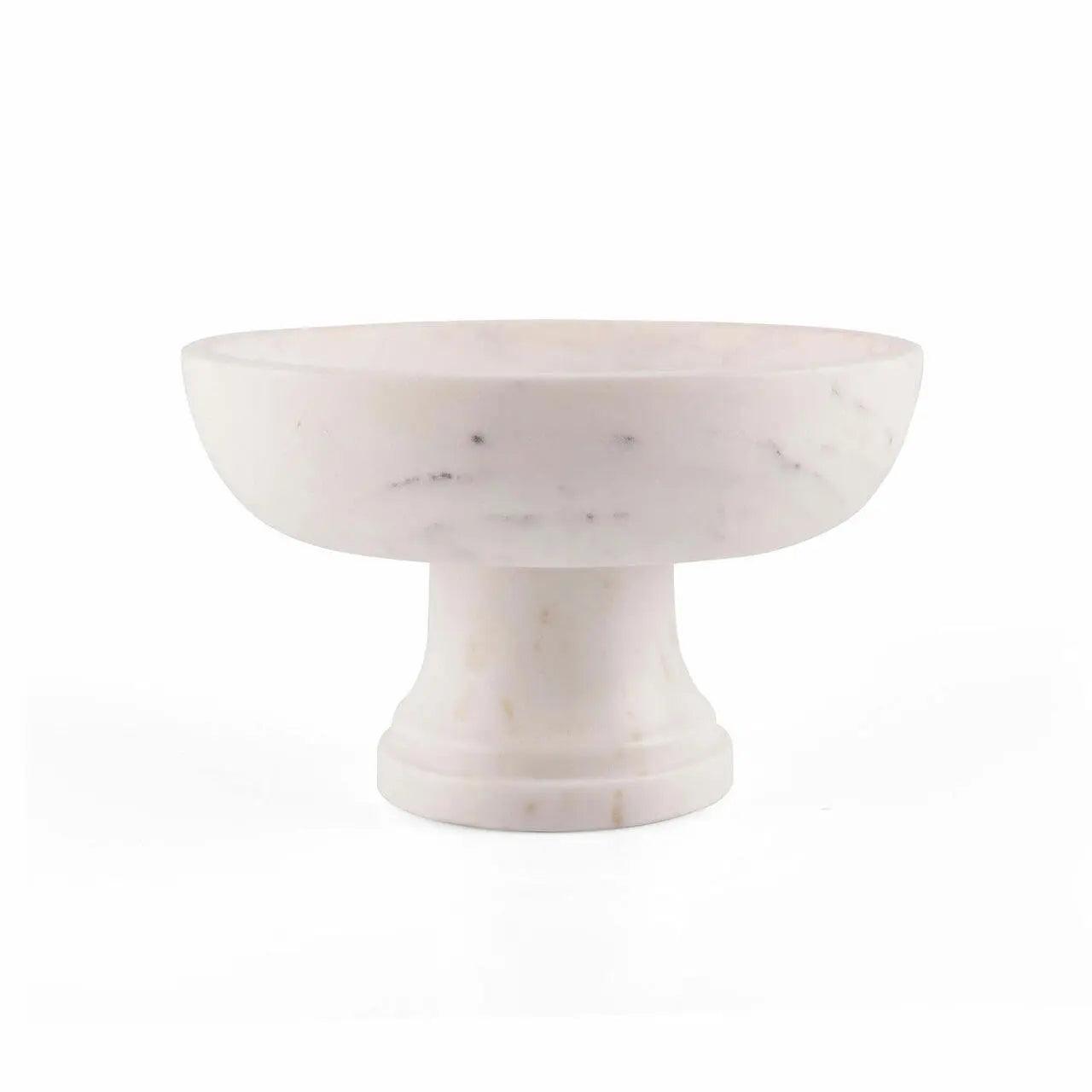 Gala Natural Marble Pedestal Bowl — White Marble