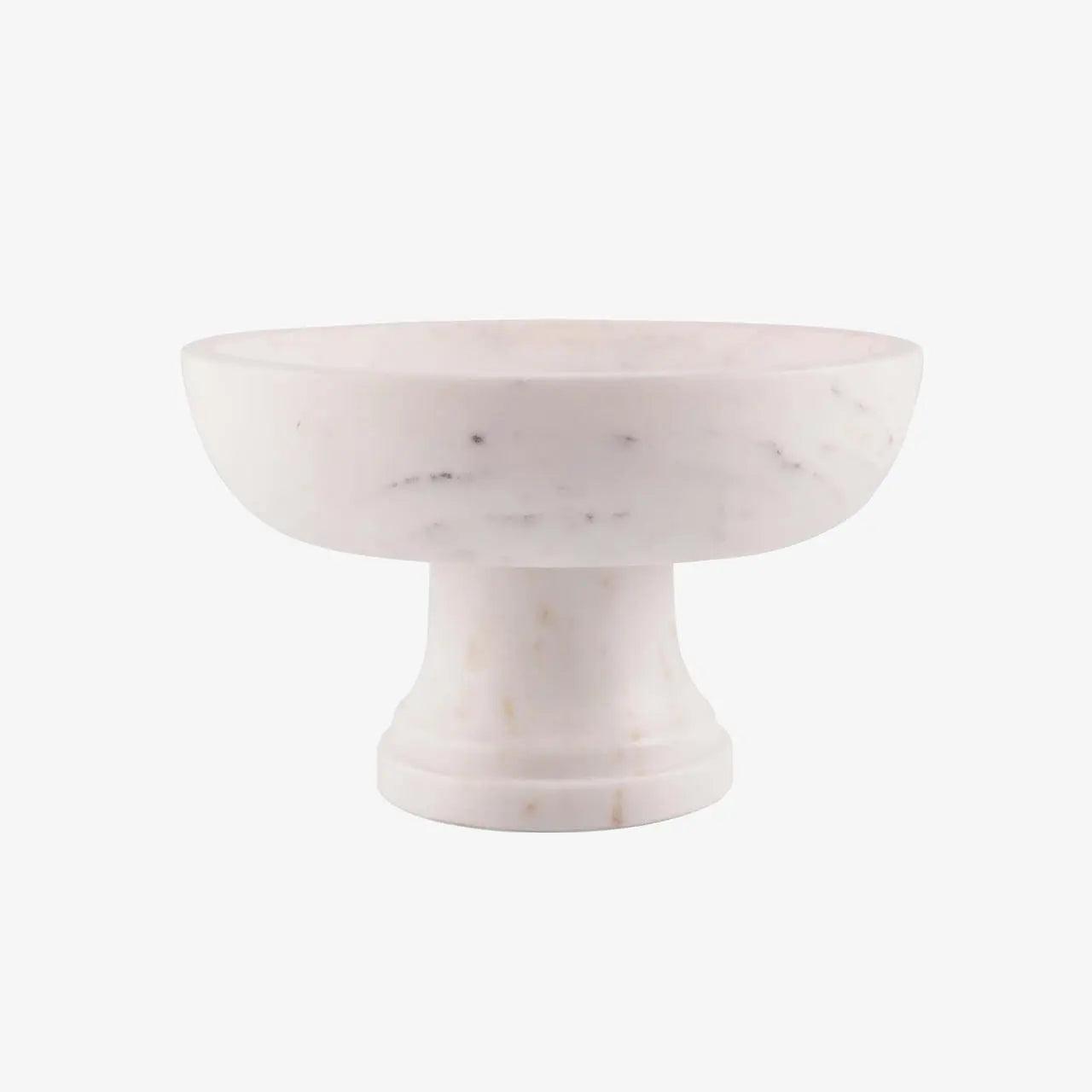 Gala Natural Marble Pedestal Bowl — White Marble