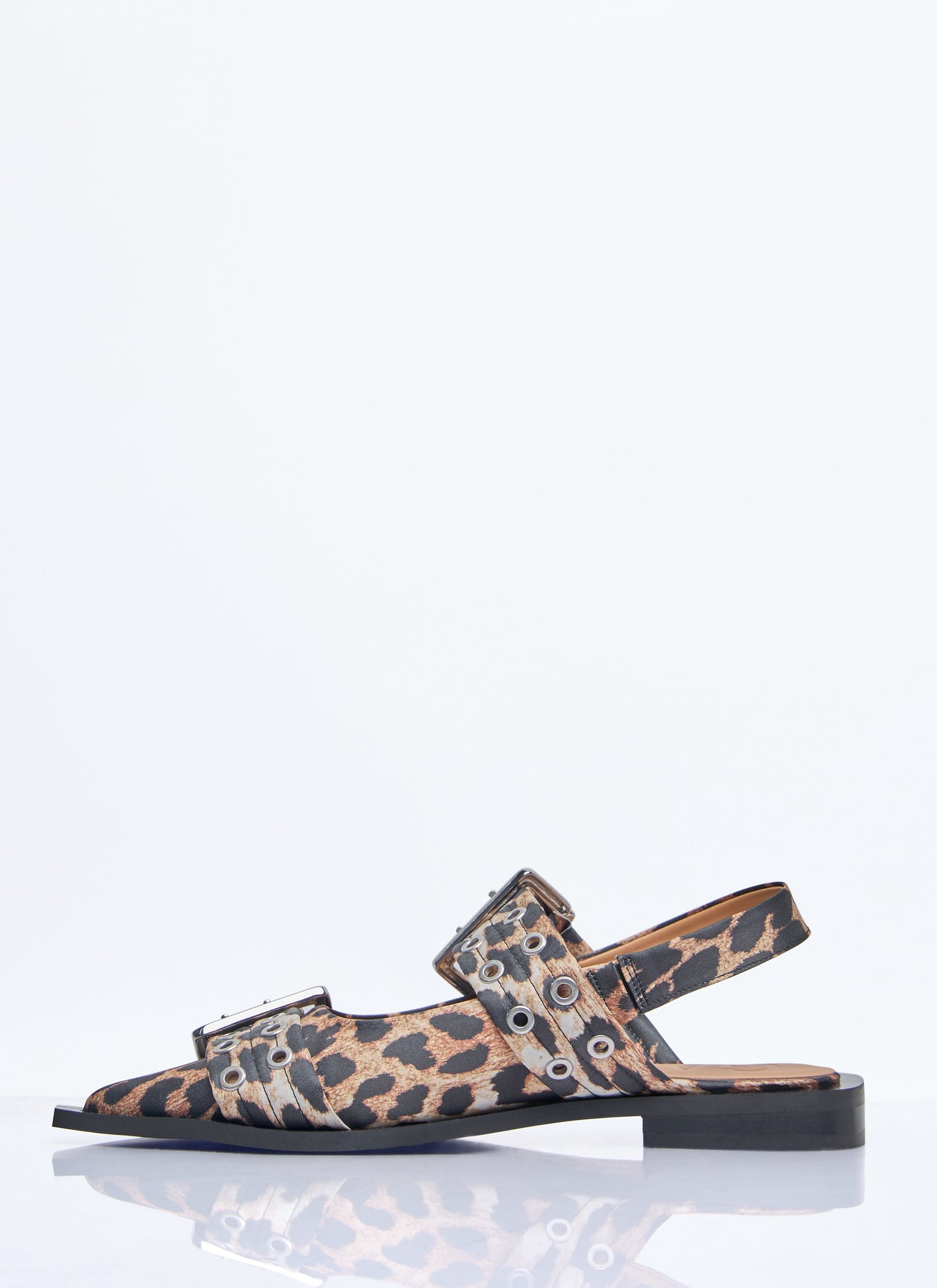 Ganni Feminine Buckle Leopard Ballerina Flats