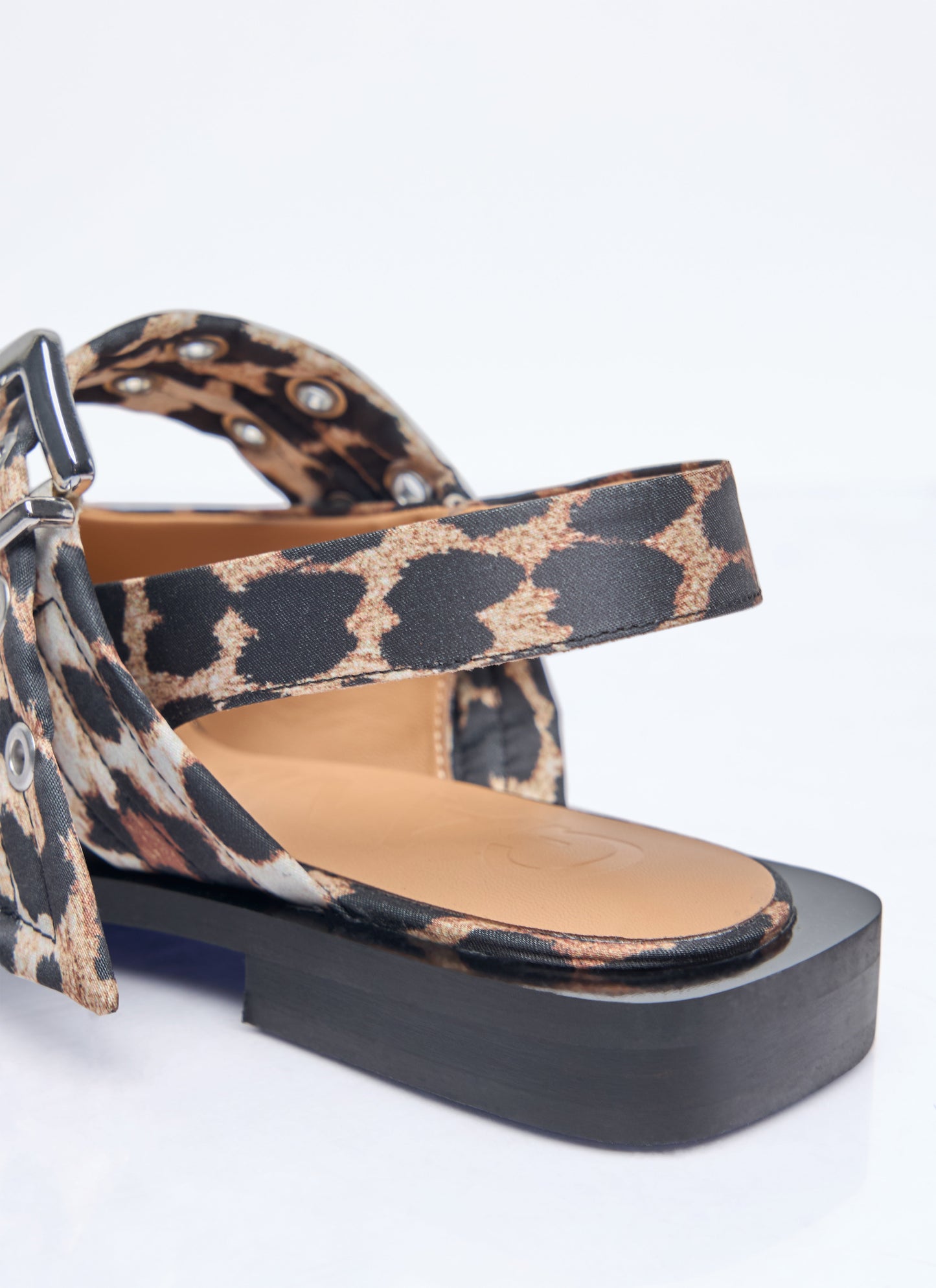 Ganni Feminine Buckle Leopard Ballerina Flats
