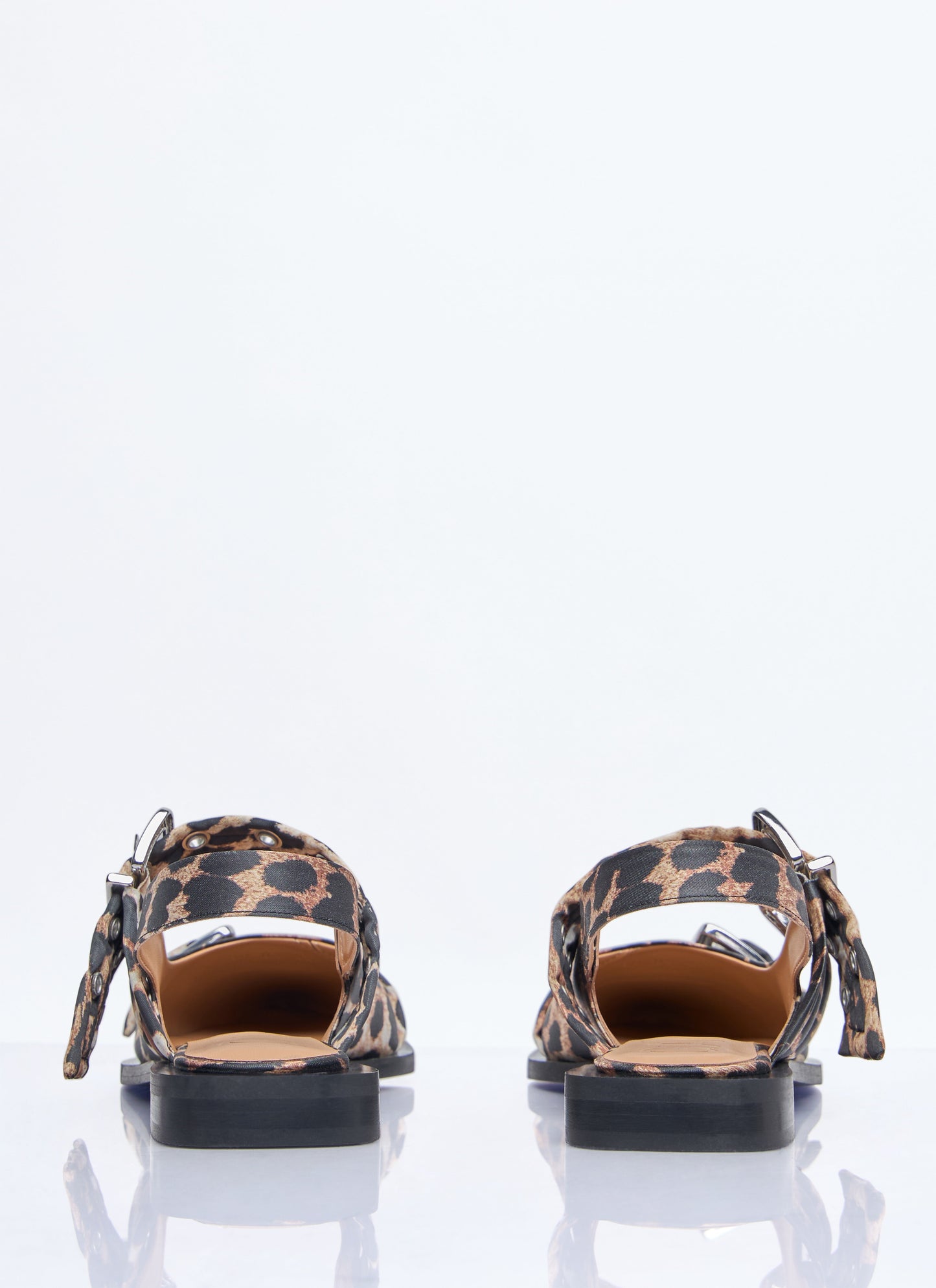Ganni Feminine Buckle Leopard Ballerina Flats