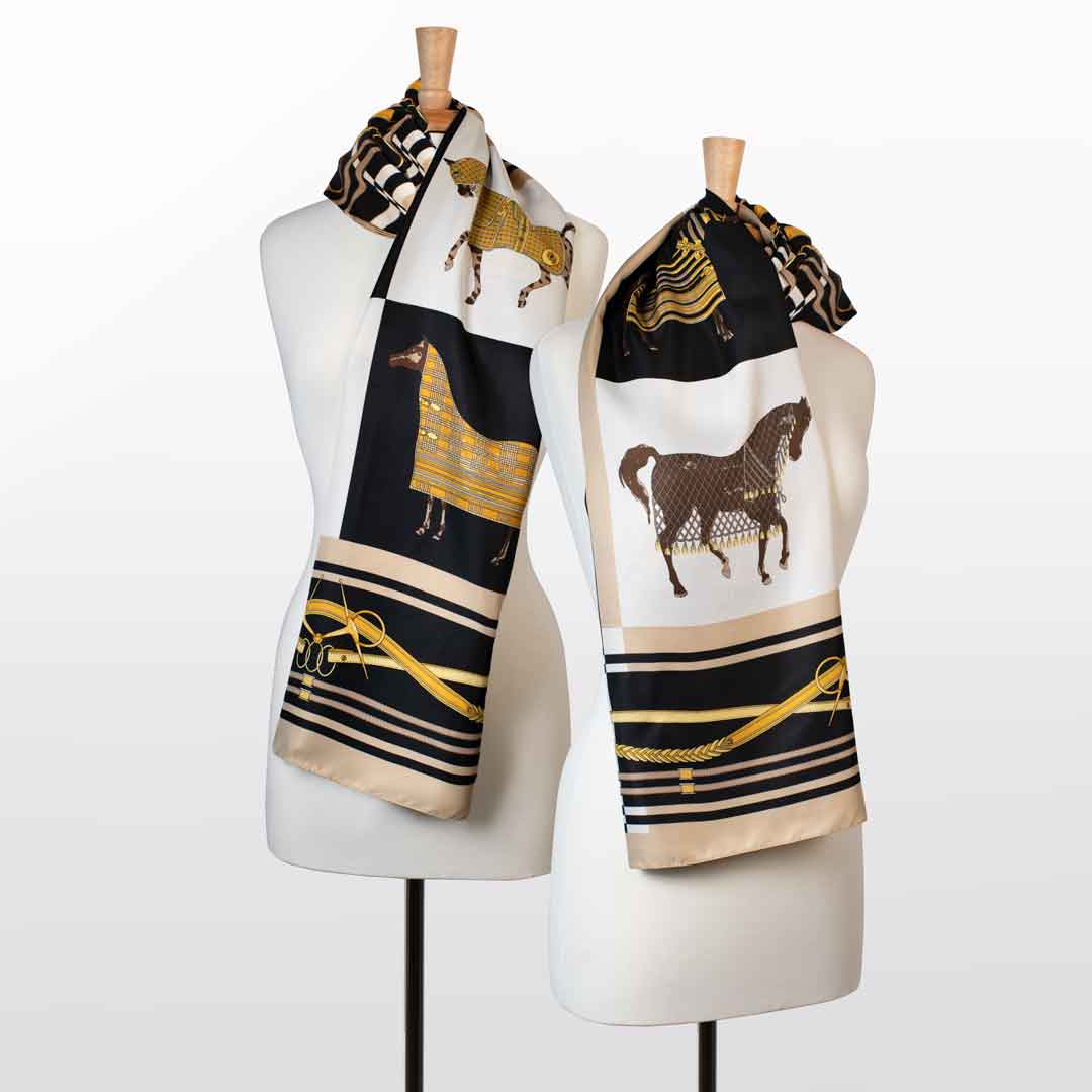 Genevieve - Stylized Equestrian Scarf in Honey and Black