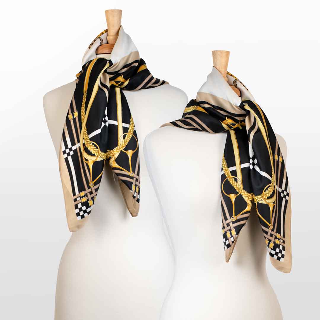 Genevieve - Stylized Equestrian Scarf in Honey and Black
