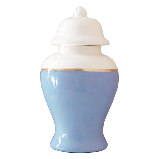 Serenity Blue Color Block Ginger Jar with Gold Accent