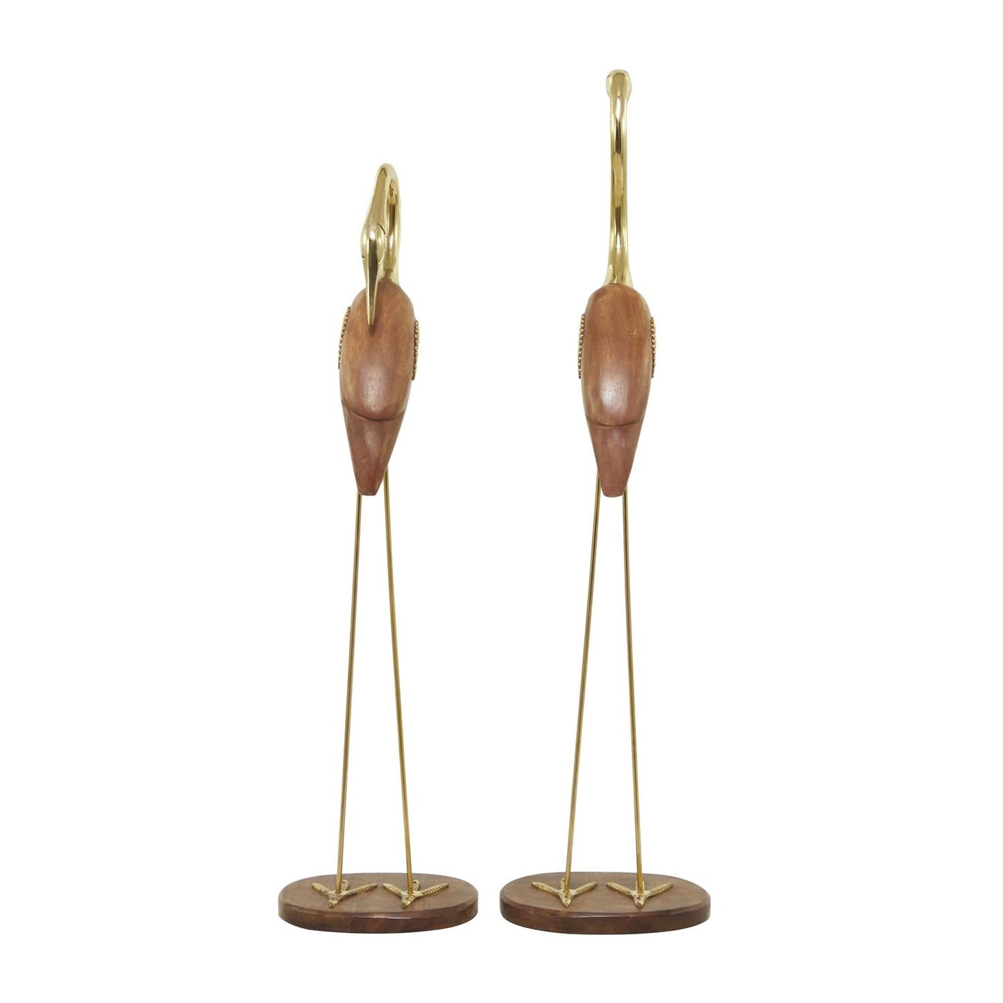 Gold Wood Bird Sculpture – Elegant Nature-Inspired Decor