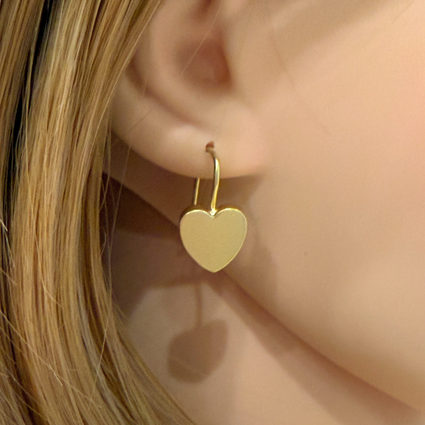 Matte Gold Heart Earrings