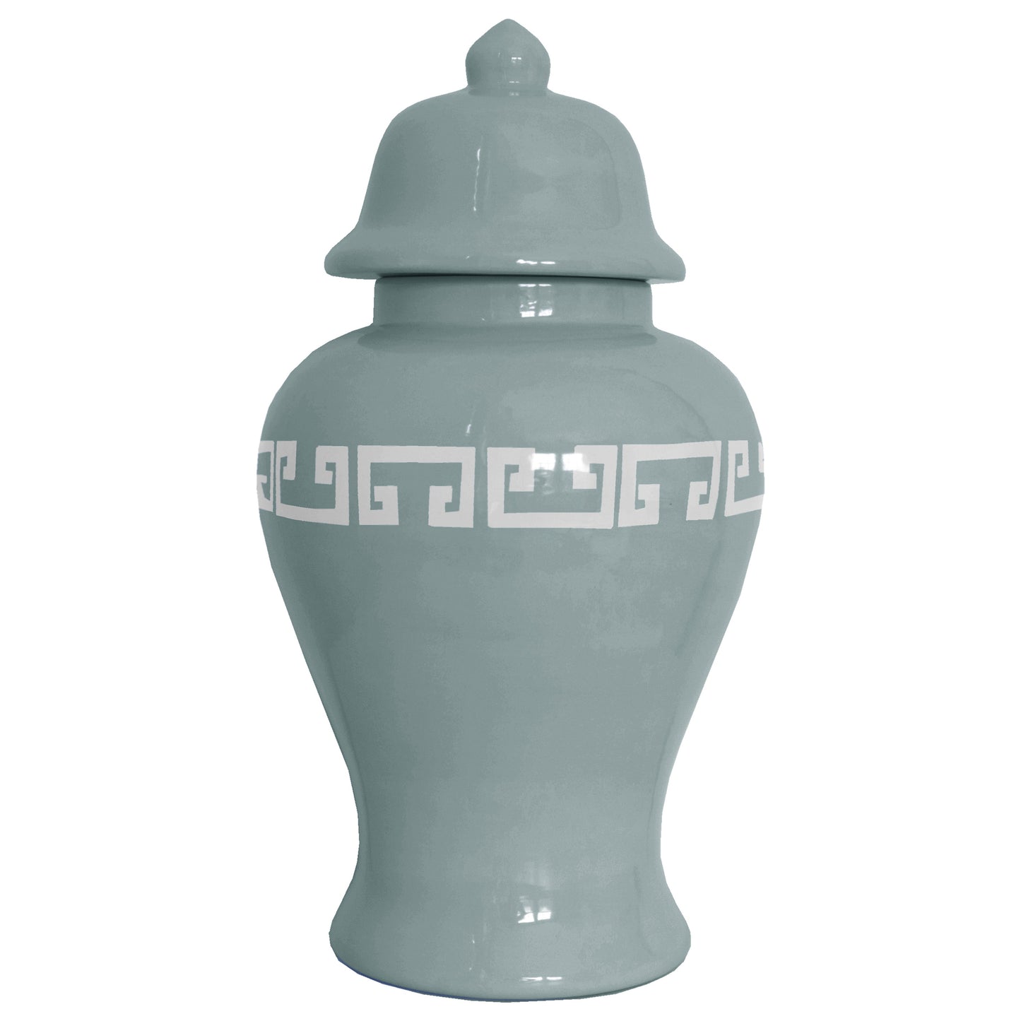 Lamb's Ear Greek Key Ginger Jars