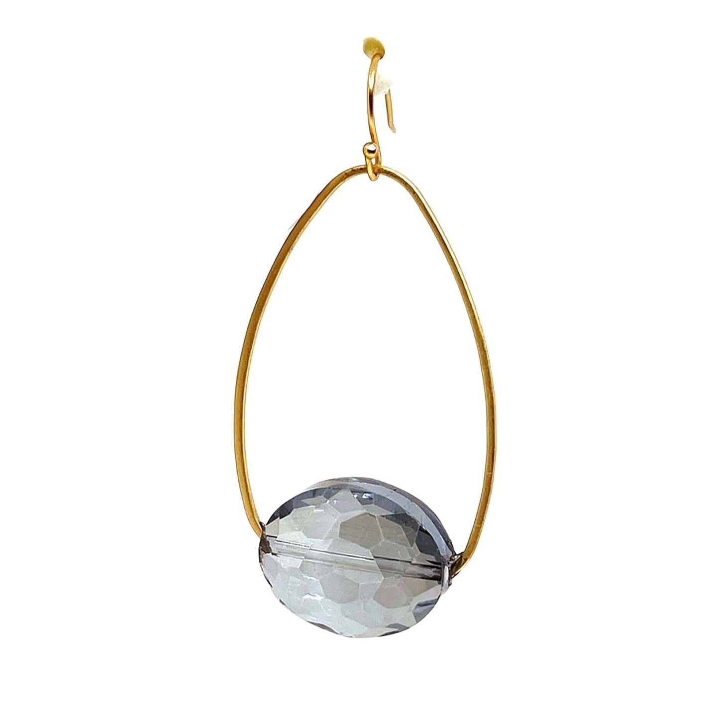 Gray Crystal Inset Oval Earrings