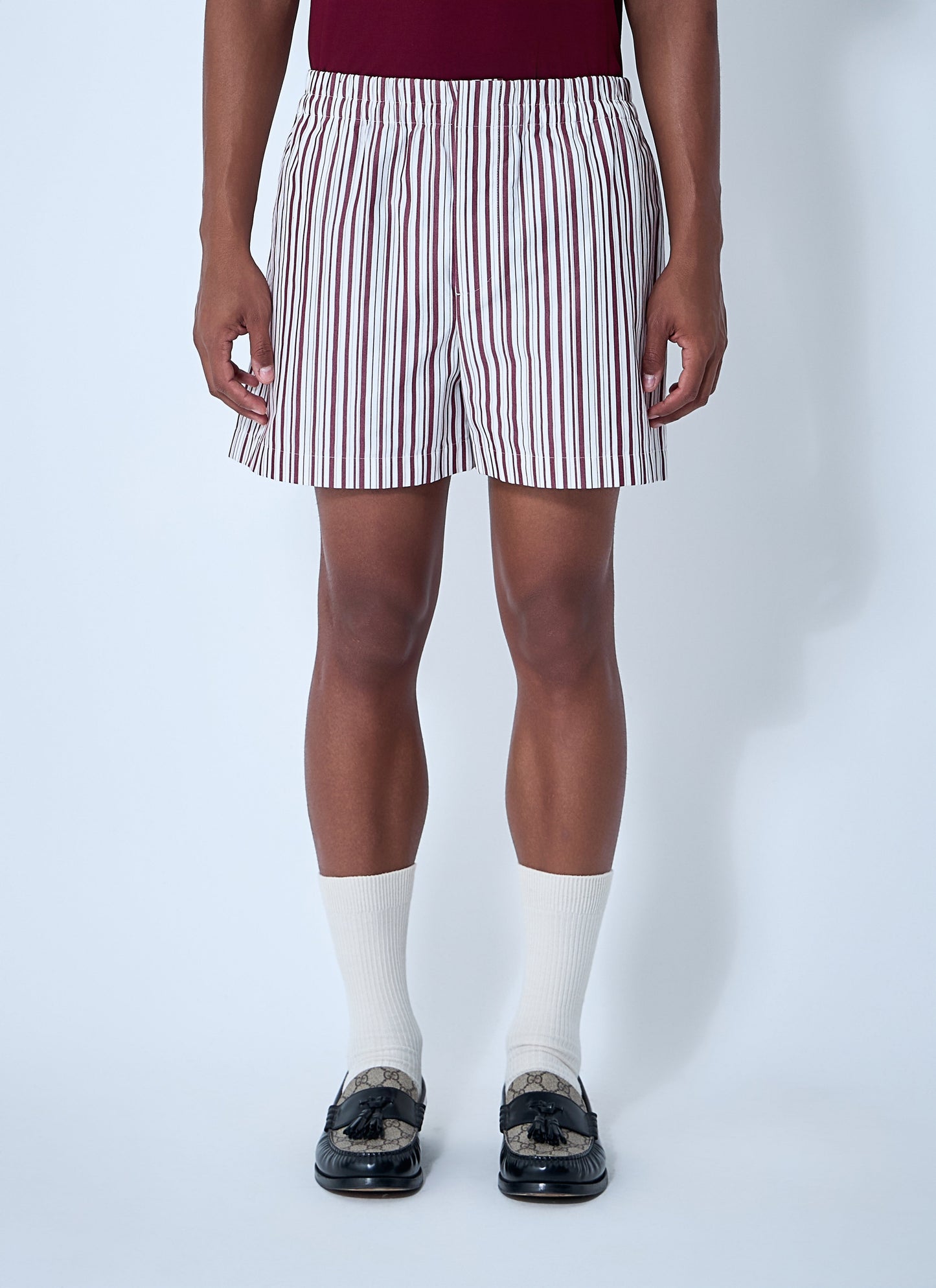 Gucci Men Striped Logo Motif Shorts