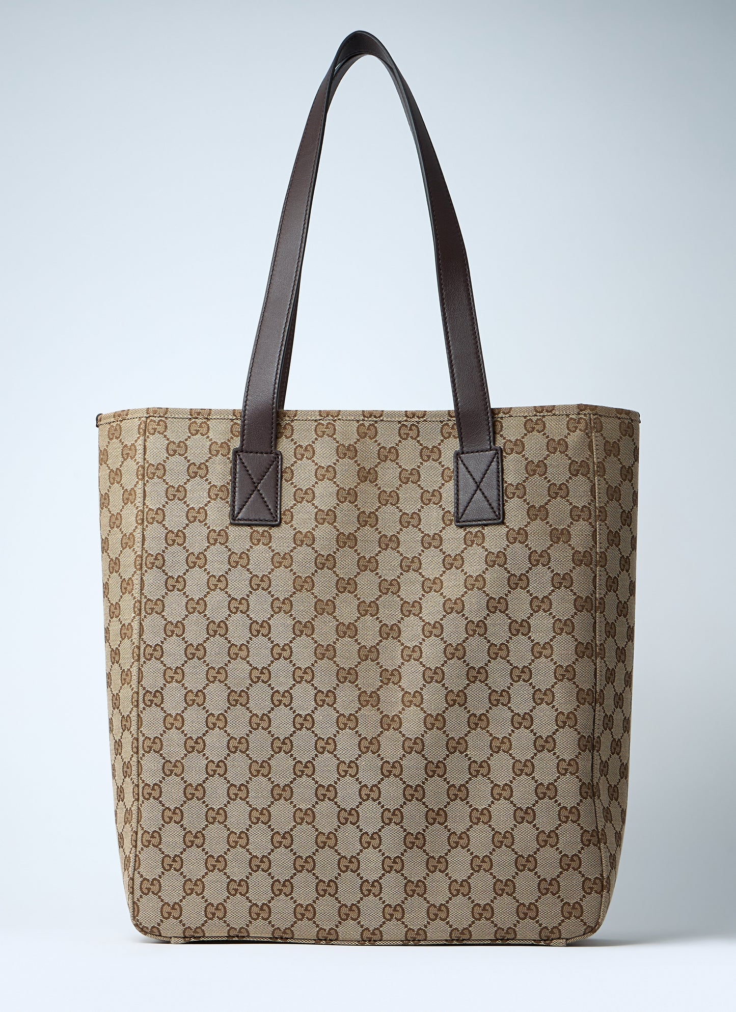 Gucci Medium GG Canvas Tote Bag with Leather Trim