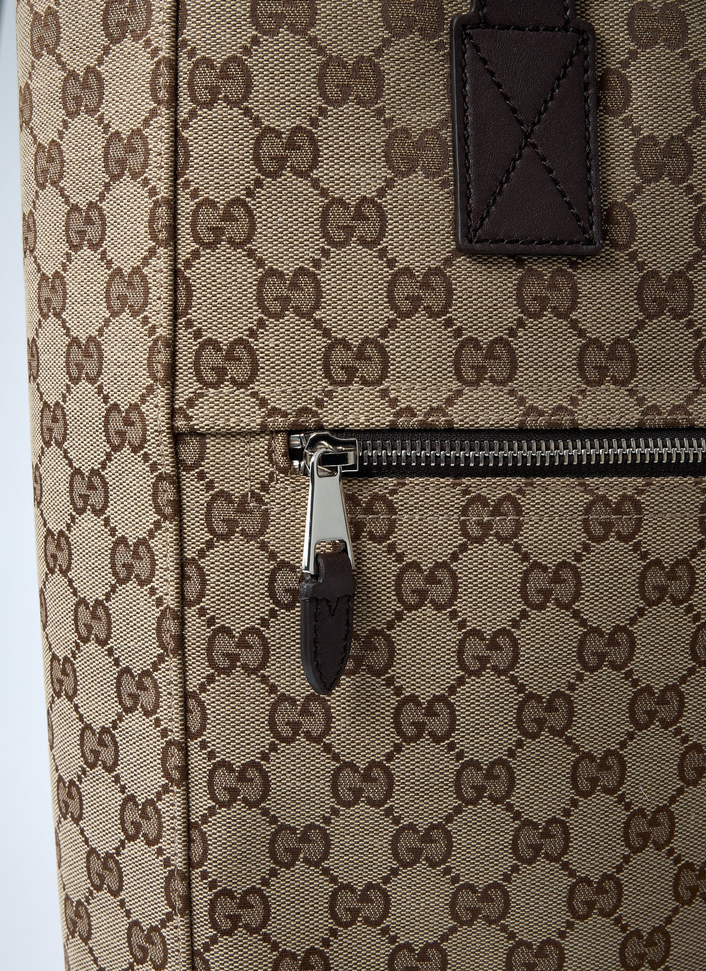 Gucci Medium GG Canvas Tote Bag with Leather Trim