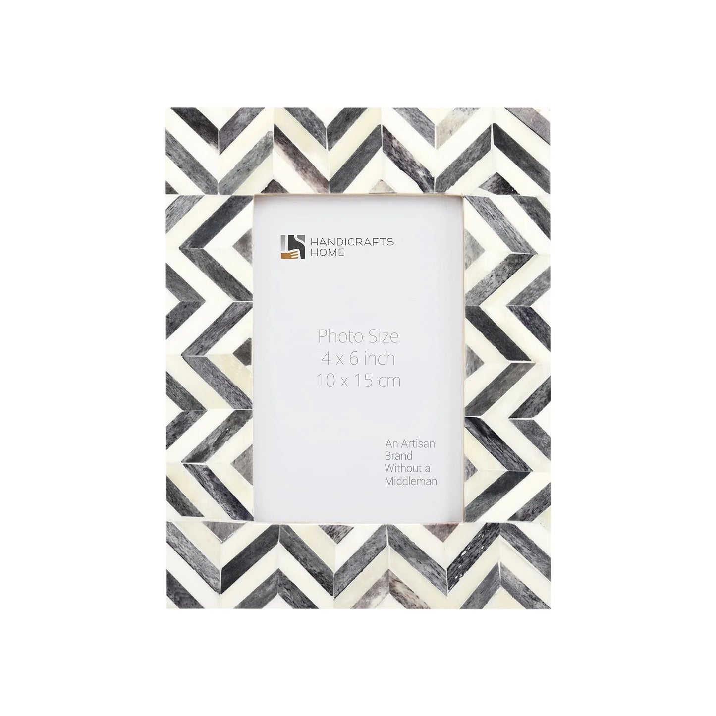 Picture Frame Zigzag Herringbone Collection Bone Inlay Grey – 4x6"