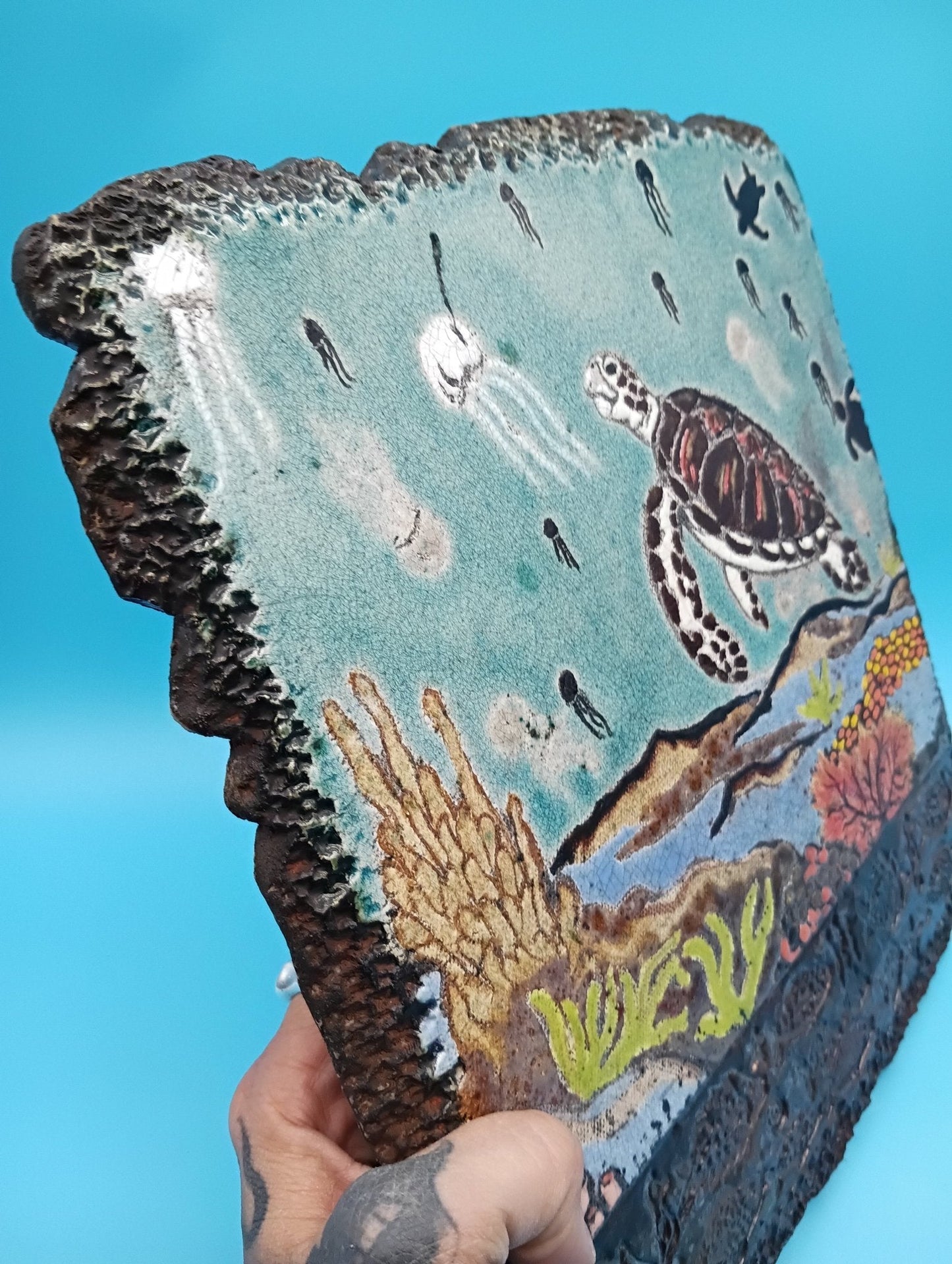 Handmade Raku Fired Sea Turtle Wall Art – Bobbie McCrea North Shore Potter