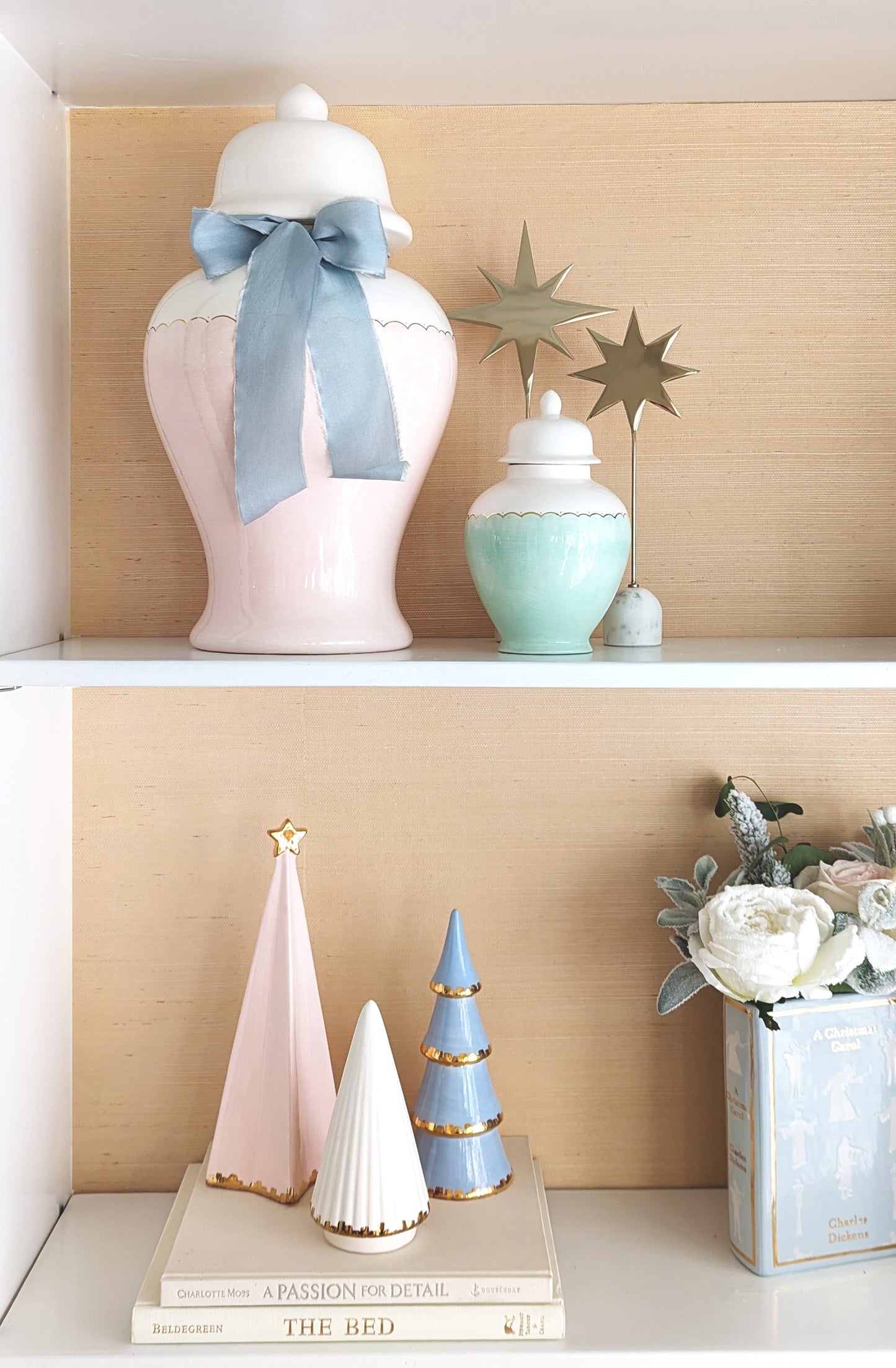 Pink Folded Christmas Trees with 22K Gold Brushstroke Accent