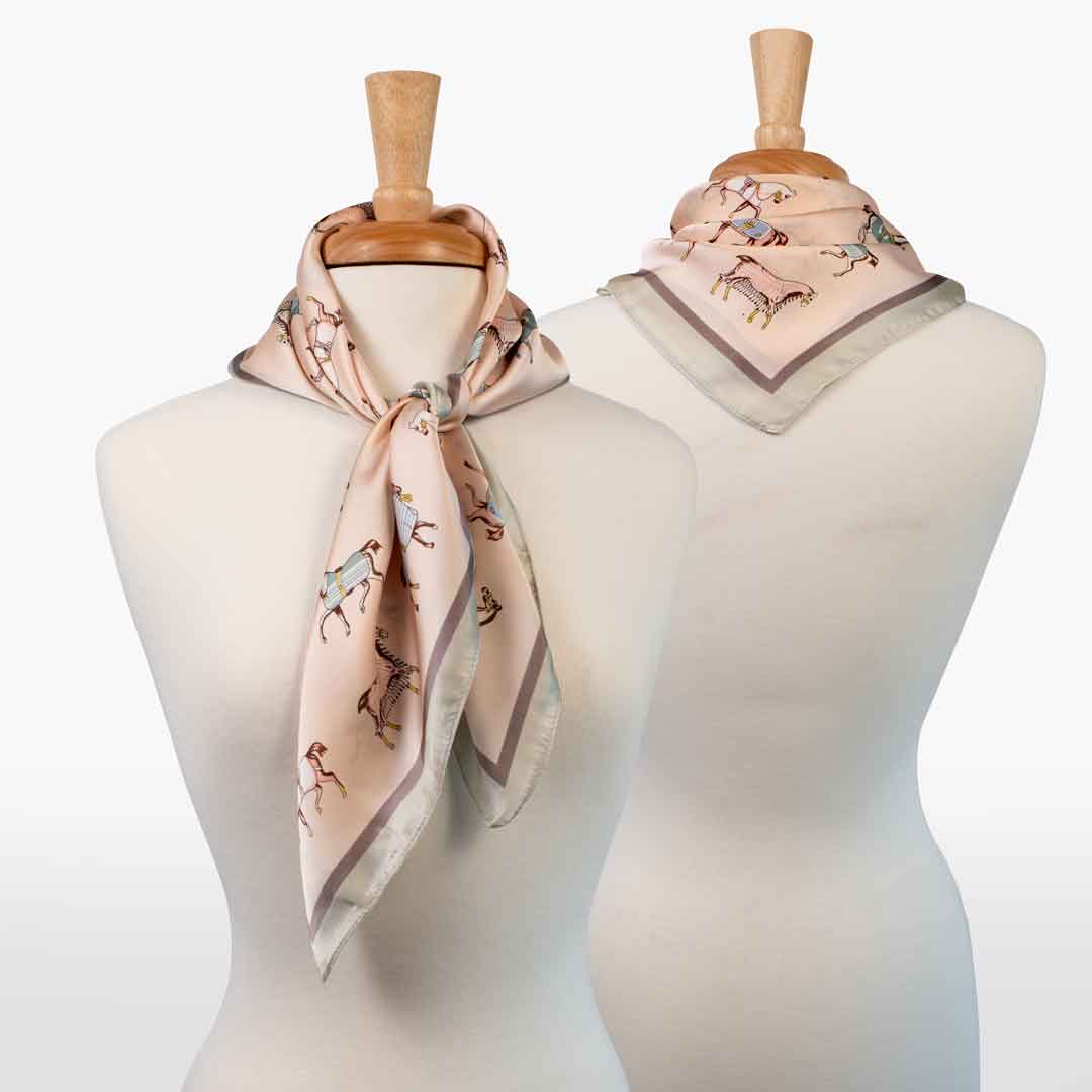 Hunt Club - Stylized Equestrian Scarf in Ivory and Dusty Pink