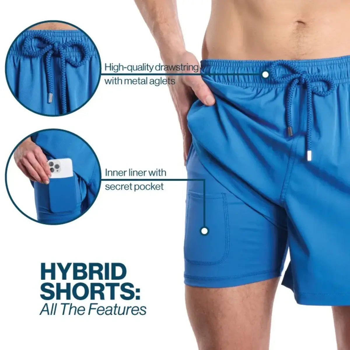 Men’s Premium Compression-Lined Hybrid Shorts – Coastal Cabana - Zest
