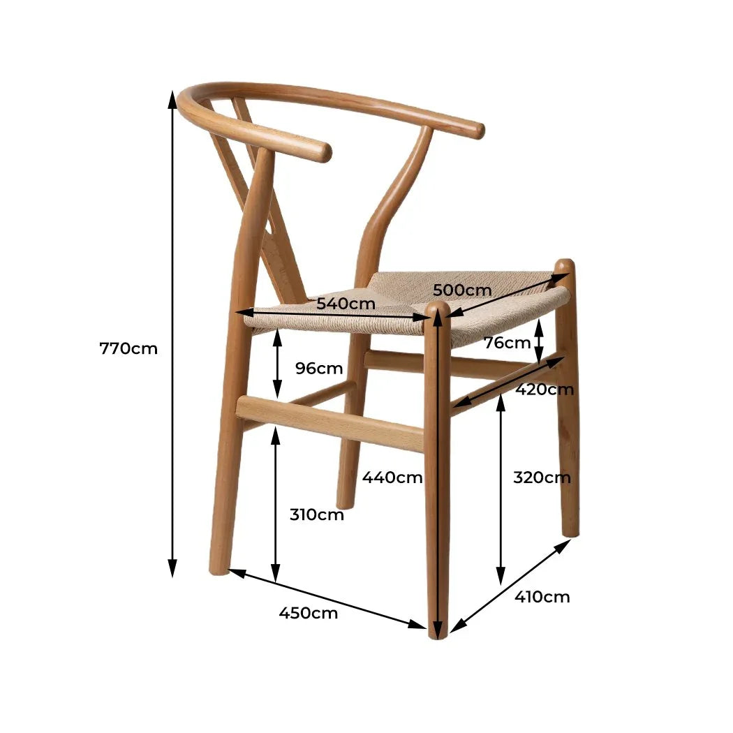 Set of 2 Dining Chairs Rattan Seat Side Chair Kitchen Wood Furniture