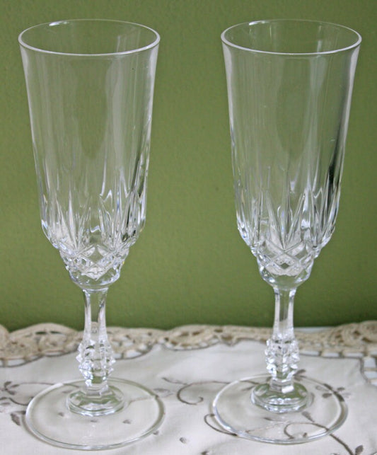 Vintage Crystal Stemware Glasses - Set of 8, Ornate Stem Barware