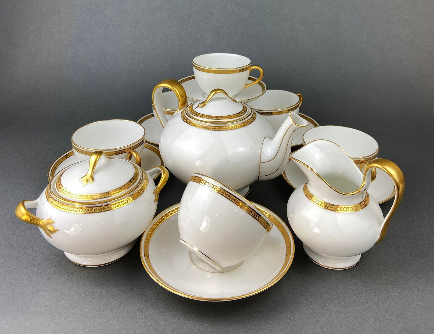 Antique Limoges Porcelain Tea Set, Haviland France, Wedding Band Cups